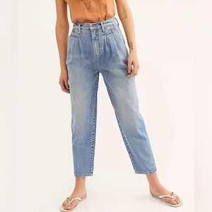 Free People Faded Love Pleated Jeans